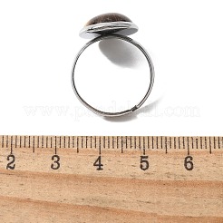 Half Round Natural Tiger Eye Finger Rings&nbsp;X-RJEW-M062-01P-08