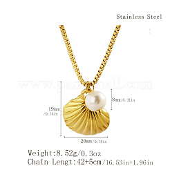 Summer Ocean Round White Shell Pearl Stainless Steel Shell Shaped Pendant Necklaces for Women&nbsp;YD7166-1