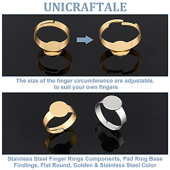 20Pcs 2 Styles Adjustable 304 Stainless Steel Finger Rings Components&nbsp;STAS-UN0057-19A