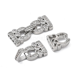 Brass Micro Pave Clear Cubic Zirconia Fold Over Clasps&nbsp;KK-P291-16P-1