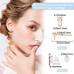 60Pcs Brass Stud Earrings Findings&nbsp;KK-BBC0004-99