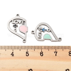 Valentine's Day 304 Stainless Steel Enamel Girll Boy Connector Charms&nbsp;STAS-Z078-15P