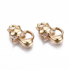 Brass Micro Pave Clear Cubic Zirconia Charms&nbsp;KK-S359-122-RS