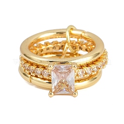 Brass Micro Pave Cubic Zirconia Plain Band Finger Rings for Women&nbsp;RJEW-P160-01E-G