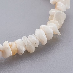 White Shell Chip Beads Stretch Bracelets&nbsp;BJEW-JB03982-01