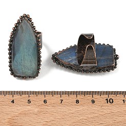 Natural Labradorite Adjustable Cuff Open Rings&nbsp;RJEW-K269-13R