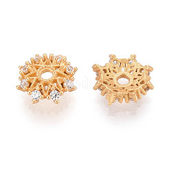 925 Sterling Silver Micro Pave Clear Cubic Zirconia Flower Bead Caps&nbsp;STER-N016-110G