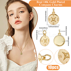 10Pcs Brass Compass Charms&nbsp;KK-BBC0021-88