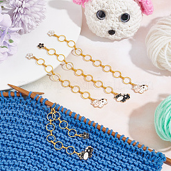 Cow with Sakura Alloy Enamel Pendant Knitting Row Counter Chains&nbsp;HJEW-AB00390