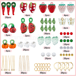 DIY Lampwork & Acrylic Vegetables and Fruits Leverback Earrings Making Kits&nbsp;DIY-SC0026-29