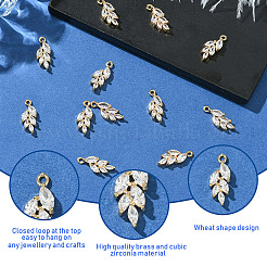 6Pcs Brass Micro Pave Clear Cubic Zirconia Pendants&nbsp;ZIRC-YW0001-23