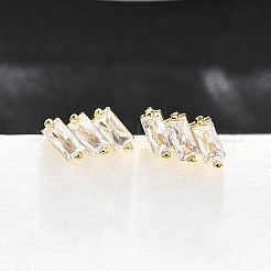 Clear Cubic Zirconia Triple Rectangle Stud Earrings&nbsp;EJEW-L234-083G