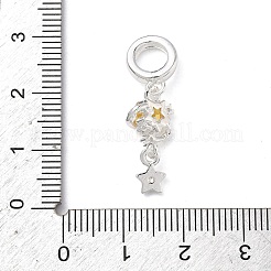 Brass Pave Gold Cubic Zirconia European Dangle Charms&nbsp;KK-K407-37S-01