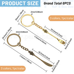 6Pcs 6 Styles Alloy Fork/Knife Keychian&nbsp;KEYC-CA0001-57