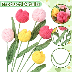 9Pcs 3 Colors Polyester with Iron Wire Artificial Tulip Flower&nbsp;AJEW-SC0031-42A
