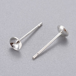 304 Stainless Steel Post Stud Earring Settings For Half Drilled Bead&nbsp;STAS-H558-08S