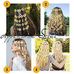 2Pcs 2 Colors Cloth Sunflower Hippie Headband Floral Crown&nbsp;OHAR-CP0001-15
