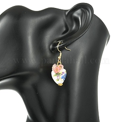 Handmade Porcelain & Acrylic Beads Dangle Earrings for Women&nbsp;EJEW-JE07329-01