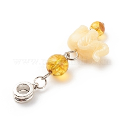 Opaque Resin and Natural Mixed Stone European Dangle Charms&nbsp;PALLOY-JF01764