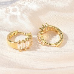 Brass Micro Pave Cubic Zirconia Hoop Earrings&nbsp;KK-CBA30C7-14G