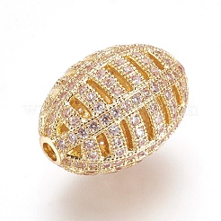 Brass Micro Pave Cubic Zirconia Beads&nbsp;ZIRC-F090-02G-A