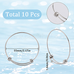 10Pcs Adjustable 201 Stainless Steel Expandable Bangle Making&nbsp;STAS-SC0008-09