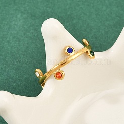 304 Stainless Steel Rhinetsone Open Cuff Rings for Women&nbsp;RJEW-K301-07G