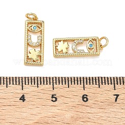 Brass Micro Pave Cubic Zirconia Pendants&nbsp;KK-A291-14G