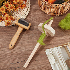 1Pc Wooden Handle with Metal Pin Macrame Fringe Comb&nbsp;TOOL-OC0001-88