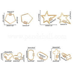 Brass Micro Pave Clear Cubic Zirconia Screw Carabiner Lock Charms&nbsp;ZIRC-PH0002-16G