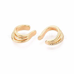 Brass Micro Pave Clear Cubic Zirconia Cuff Earrings&nbsp;EJEW-T047-77G