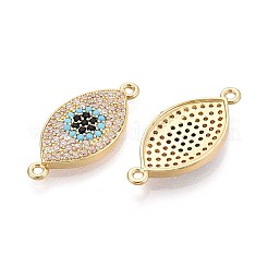 Brass Micro Pave Colorful Cubic Zirconia Connector Charms&nbsp;KK-N284-02G