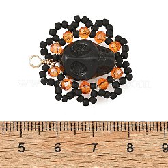 Gothic Glass Seed Beaded & Synthetic Turquoise Pendants&nbsp;PALLOY-MZ01428-01