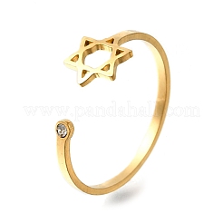 304 Stainless Steel Micro Pave Cubic Zirconia Open Cuff Rings&nbsp;LS-RJEW-S628-02G