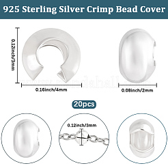 20Pcs 925 Sterling Silver Crimp Bead Cover&nbsp;STER-BBC0009-49