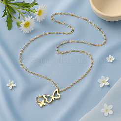 4Pcs 2 Colors 304 Stainless Steel Hollow Butterfly Pendant Necklaces for Women&nbsp;NJEW-HY0001-23
