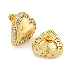 Rack Plating Brass Micro Pave Clear Cubic Zirconia Stud Earrings&nbsp;EJEW-I313-14G-01