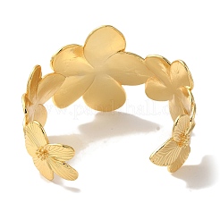 Rack Plating Brass Flower Open Cuff Bangles&nbsp;BJEW-B098-02G