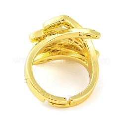 Hug Hand Brass Micro Pave Cubic Zirconia Adjustable Rings for Women&nbsp;RJEW-U003-25A-G