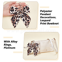 2Pcs Leopard Print Bowknot Polyester Pendant Decorations&nbsp;HJEW-UN0001-30