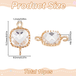 10Pcs Brass Crystal Rhinestone Connector Charms&nbsp;KK-GO0002-17