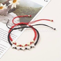 Unisex Adjustable Nylon Cord Braided Bead Bracelets Sets&nbsp;BJEW-JB06330