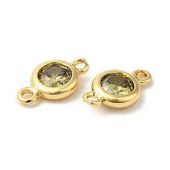 Brass Pave Cubic Zirconia Connector Charms&nbsp;KK-TAC0015-01G-05