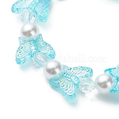 4Pcs 4 Color Acrylic Butterfly & Plastic Pearl Beaded Stretch Bracelets&nbsp;BJEW-JB08859
