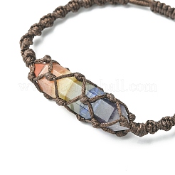Chakra Theme Bullet Natural Mixed Gemstone Braided Bead Bracelet&nbsp;BJEW-TA00315