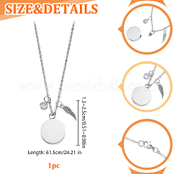 304 Stainless Steel Flat Round Perfume Bottle Pendant Necklaces&nbsp;NJEW-DR00020