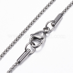Non-Tarnish 304 Stainless Steel Box Chain Necklace for Men Women&nbsp;NJEW-E087-03P-C