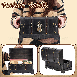 1Pcs Vintage Wooden Jewelry Treasure Chest Packaging Boxes for Trinkets&nbsp;CON-TW0001-06