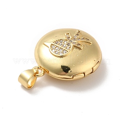 Rack Plating Brass Micro Pave Clear Cubic Zirconia Locket Pendants&nbsp;KK-M227-08G