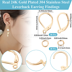 30Pcs 304 Stainless Steel Leverback Earring Findings&nbsp;STAS-BBC0009-22